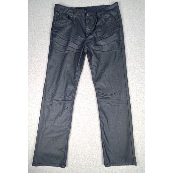 Giorginni Straight Leg Jeans Mens 36x32 Black Denim Pants Zip Pocket Casual Work - Picture 2 of 16
